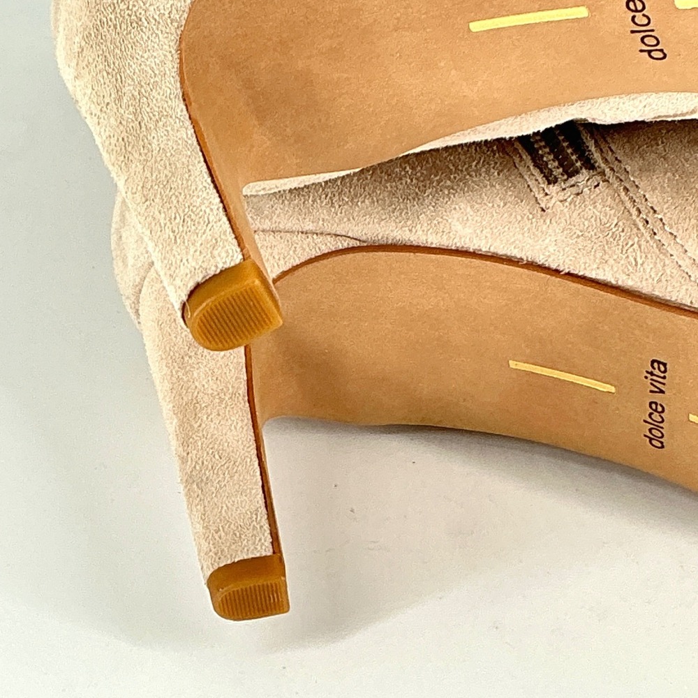 Dolce Vita Size 6.5 Suede Ruched Pointed Toe Stiletto Heel Boots Beige Fernly - Picture 15 of 16